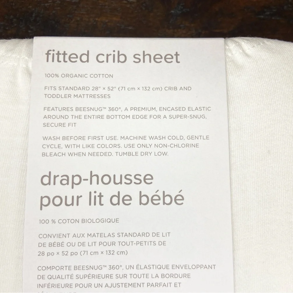 Burt’s Bees Baby 100% Solid Organic Cotton BEESNUG® Fitted Crib Sheet NEW